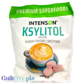 Opakowanie Guiltfree Intenson Ksylitol 1kg z grafiką kawy i makaroników, naturalny zamiennik cukru w dużym worku