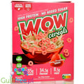 WOW Cereals Yummy Strawberry Rings - wegańskie proteinowe płatki śniadaniowe bez cukru o smaku Truskawkowym