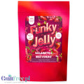 Opakowanie galaretki bez cukru Guiltfree Funky Jelly o smaku truskawkowym w czerwonej torebce typu doypack.