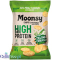 Moonsy High Protein 24%, Zielona Cebulka - cieniutkie chipsy z soczewicy 50% mniej tłuszczu by Moonsy (moonsy-high-protein-24-zielona-cebulka-cieniutkie-chipsy-z-soczewicy-50-mniej-tluszczu)