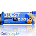 Guiltfree baton białkowy Quest Bar o smaku muffinki jagodowej w niebieskim opakowaniu z widocznym składem i grafiką