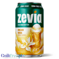 Puszka napoju gazowanego Zevia Cream Soda o smaku waniliowym, bez cukru i kalorii, z grafiką kwiatu wanilii.