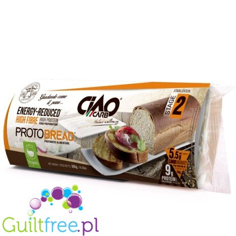 CiaoCarb Bauletto low calories food preparation - Bread with reduced carbohydrate and high in protein and fiber content *