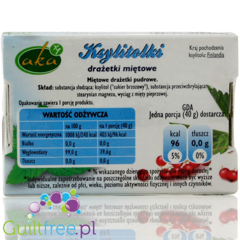 Xylitol-sweetened, sugar-free mint pills