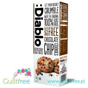Diablo sugar free chocolate chip cookies with sweeteners - Crisp cakes with pieces of milk chocolate without sugar, contain swee