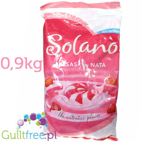 Wrigley's Solano caramelo duro sin azúcar edulcorantes con con aromas de fresa y nata - milky-cream caramels without sugar straw