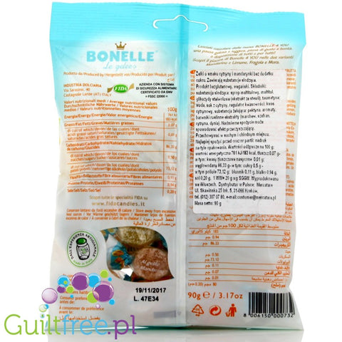 Le Bonelle Gelées senza zucchero, caramella morbida gelées con edulcoranti ai gusti di frutta - gluten-free lemon and tangerine-