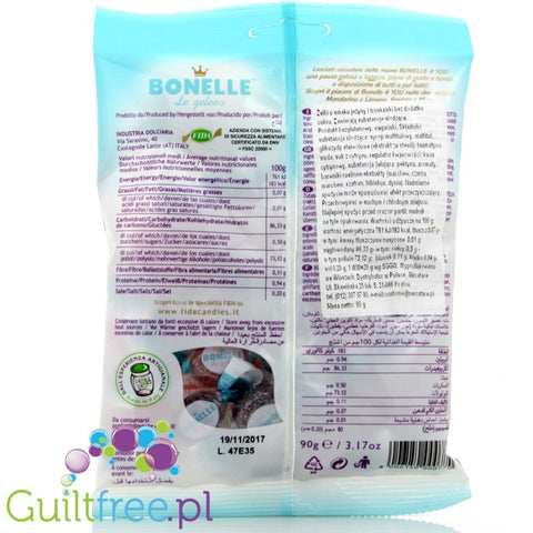 Le Bonelle Gelées senza zucchero, caramella morbida gelées con edulcoranti ai gusti di frutta - gluten-free strawberry and black
