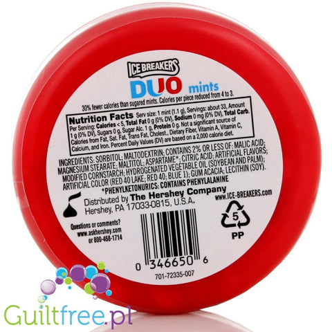 Ice Breakers Duo Strawberry sugar free mints with cooling crystals
