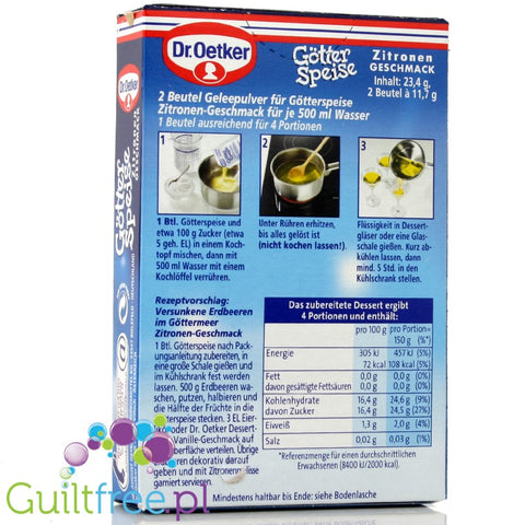 Dr. Oetker sugar-free, lemon-flavored jelly