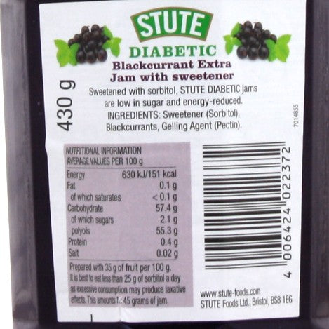 Stute Diabetic blackcurrant extra jam with sweetener