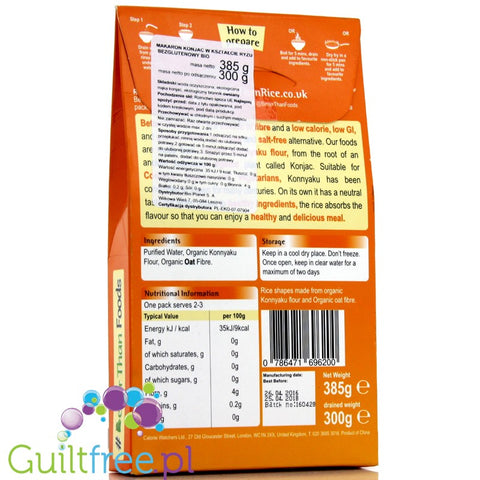 Bettern than Rice organic konnyaku & organic oat fiber - Organic konjac shirataki pasta in the shape of rice enriched with oat f