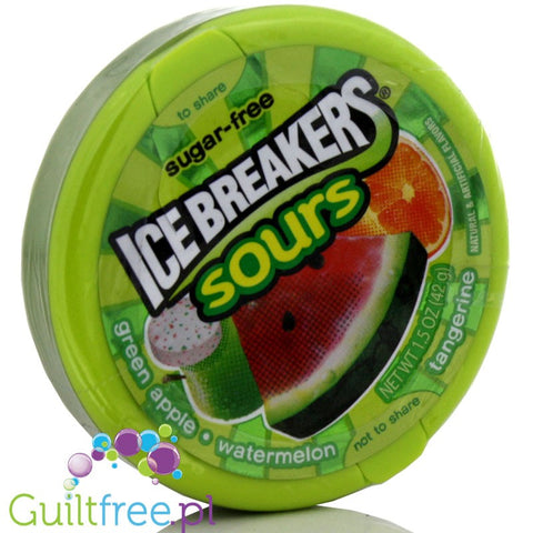 Ice Breakers Sours, green apple & watermelon sugar mints
