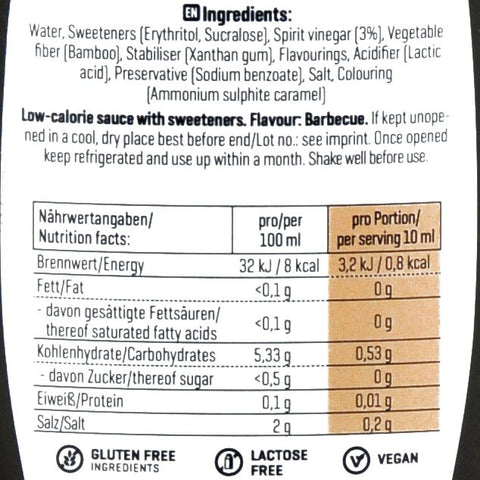 Body Attack Hot BBQ zero calorie sauce