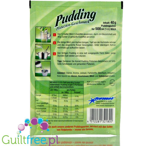 Komet, sugar free and sweetners free Pistachio pudding