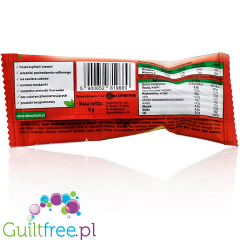 Healthy lollipop Mniam sweetened with xylitol and stevia with dried strawberries
