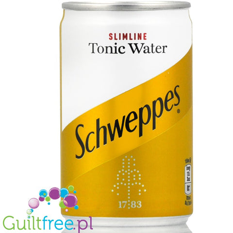 Schweppes Slimline Tonic - carbonated low-calorie refreshing drink with quinine, no sugars contain sweeteners