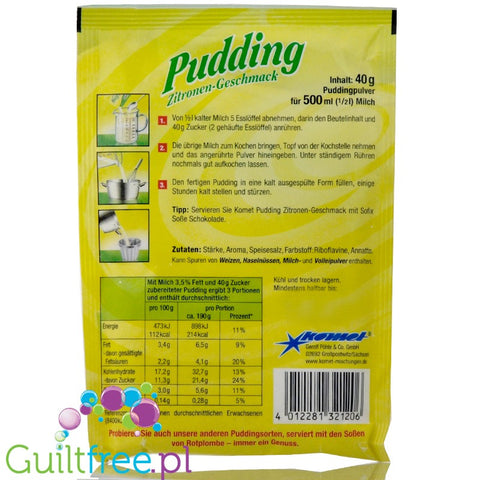 Komet, sugar free and sweetners free Lemon pudding