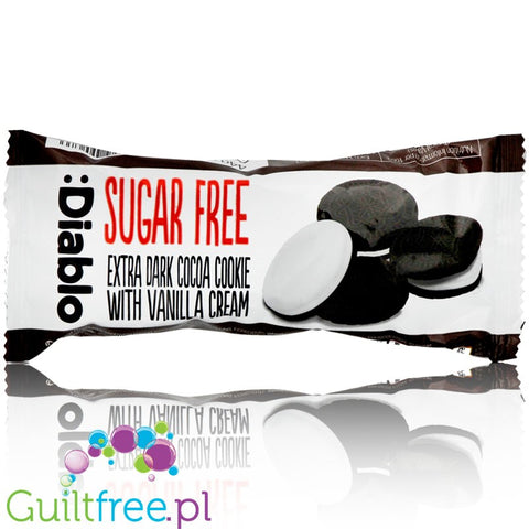 Diablo sugar free dark cocoa cookie with vanilla cream