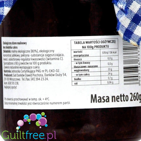 Sad Danków, no sugar added organic blueberry jam