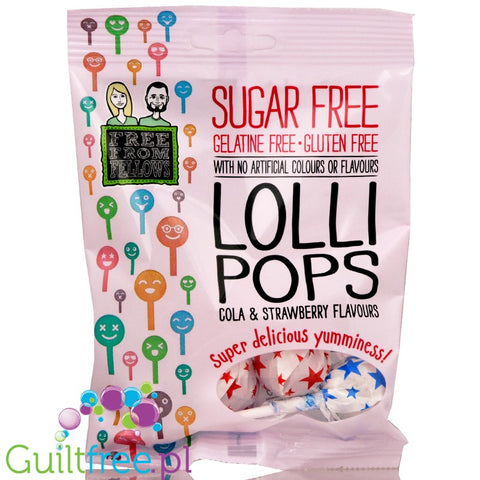 Free From Fellows sugar free lollipops cola & strawberry