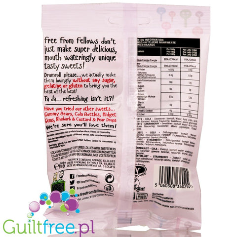 Free From Fellows sugar free lollipops cola & strawberry