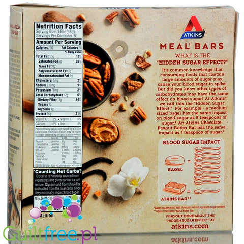 Atkins Meal Vanilla Pecan Crisp Bar box of 5 bars