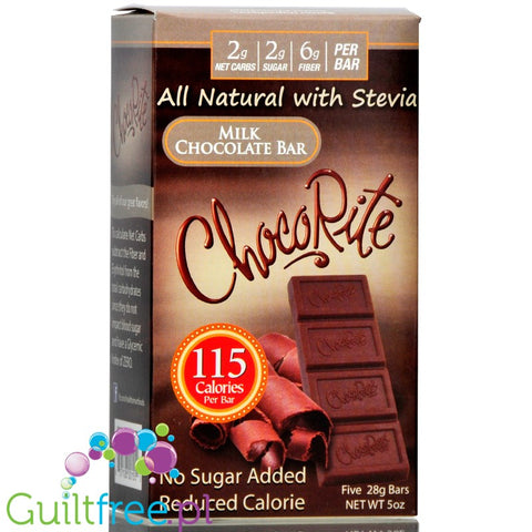 Healthsmart Chocorite all natural milk chocolate bar with stevia 5 x 28g