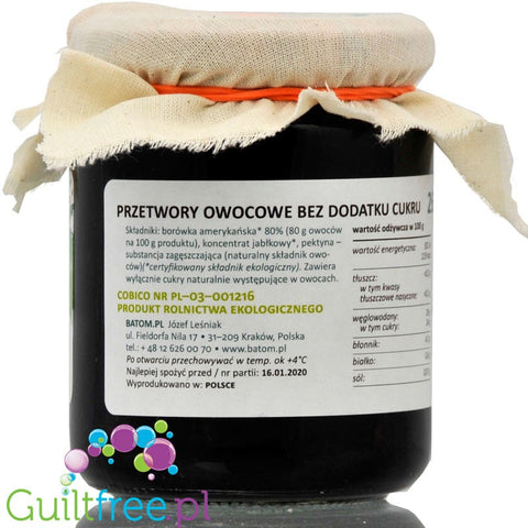 Sad Danków, no sugar added organic blueberry jam