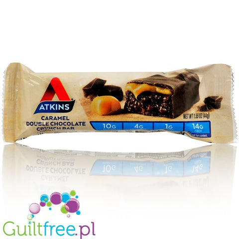 Atkins Snack Caramel Double Chocolate Crunch Bar - Carbohydrate low caramelized chocolate bar with chocolate caramel filling