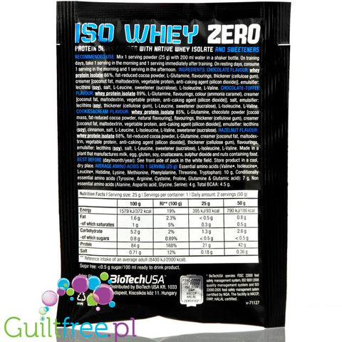 BioTech USA Iso Whey Zero Strawberry, sachet 25g