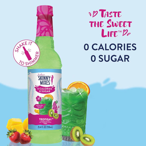 Jordan's Skinny Mixes TropiGal - syrop bez cukru do wody i napojów, smak Kiwi, Truskawka i Mango