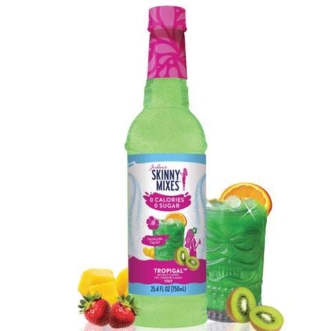 Jordan's Skinny Mixes TropiGal - syrop bez cukru do wody i napojów, smak Kiwi, Truskawka i Mango