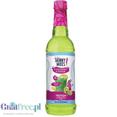 Jordan's Skinny Mixes TropiGal - syrop bez cukru do wody i napojów, smak Kiwi, Truskawka i Mango