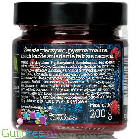 Pure & Good sugar free rapberry jam sweetened only with stevia and erythritol