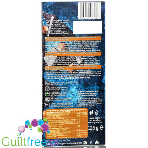 Pure & Good sugar free dark chocolate with hazelnuts sweetened only with stevia and erythritol