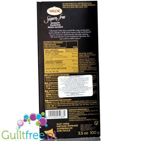 Valor sugar free dark chcolate with stevia