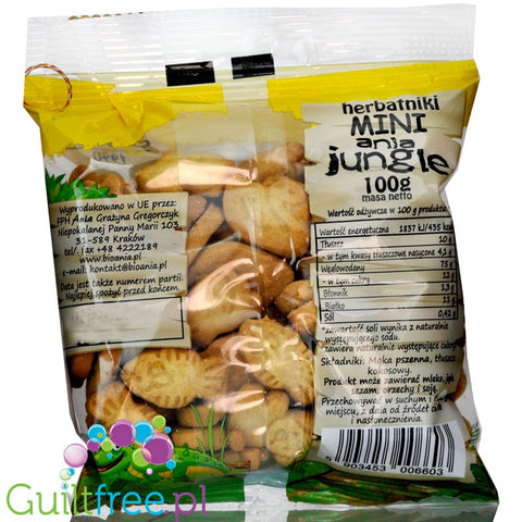 Ania Jungle animal-shaped mini biscutes, no added sugar and no sweeteners, 100g
