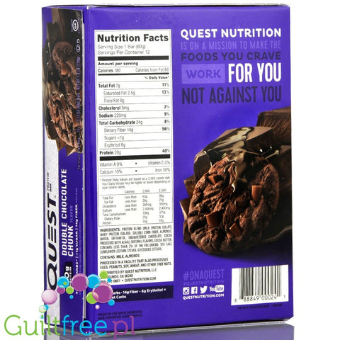 Quest Bar Protein Bar Double Chocolate Chunk
