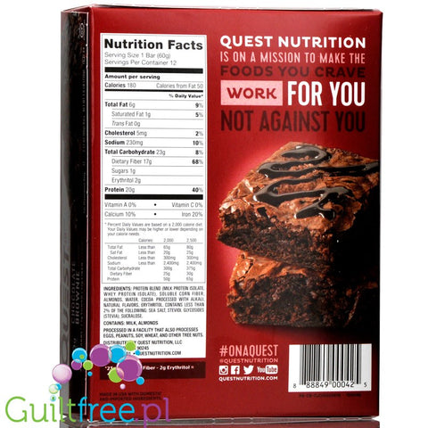 Quest Bar Protein Bar Chocolate Brownie Flavor