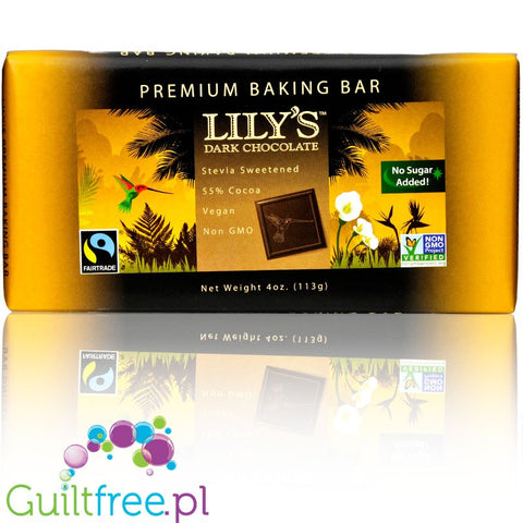Lily's Sweets Dark Chocolate Premium Baking Bar, No Sugar Added, 4 oz