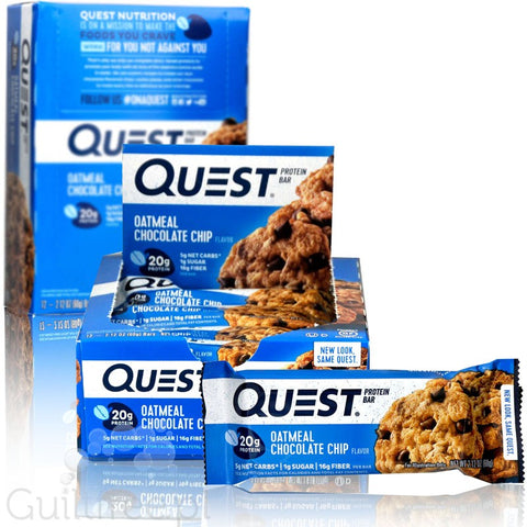 Quest Protein Bar Oatmeal Chocolate Chip Flavor - High-protein bar of oatmeal cookies with chocolate, contains sweeteners