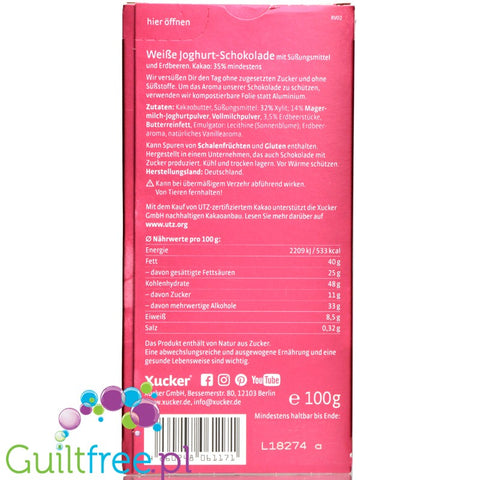Xucker Erdbeer-Joghurt weiße Xylit-Schokolade