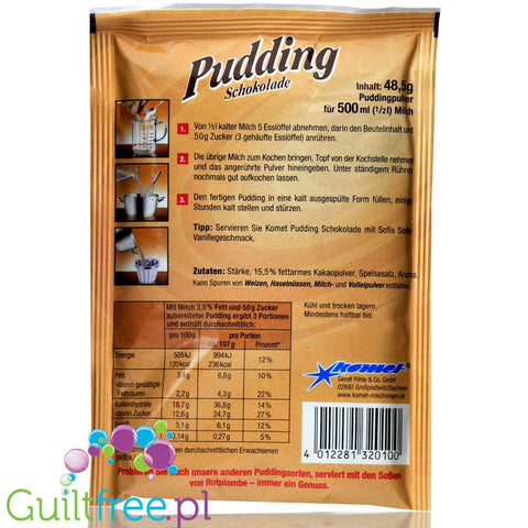 Komet, sugar free and sweeteners free Chocolate pudding