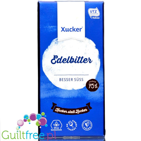 Dark chocolate without sugar sweetened with Finnish xylitol