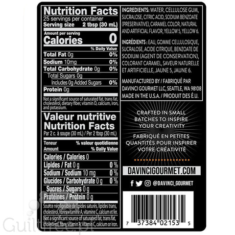 DaVinci Gourmet Syrup Sugar Free Pumpkin Pie 750ml