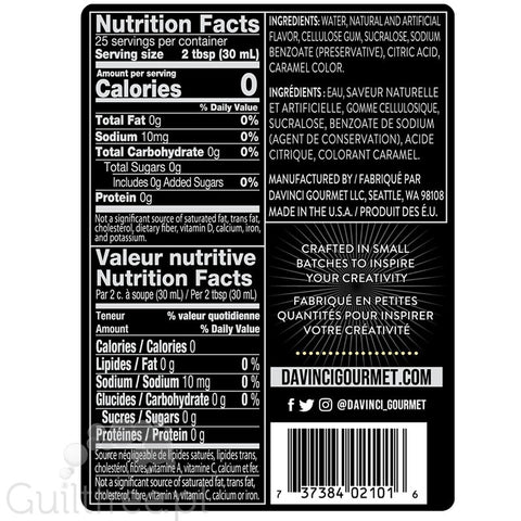 DaVinci Gourmet Syrup Sugar Free Vanilla 750ml