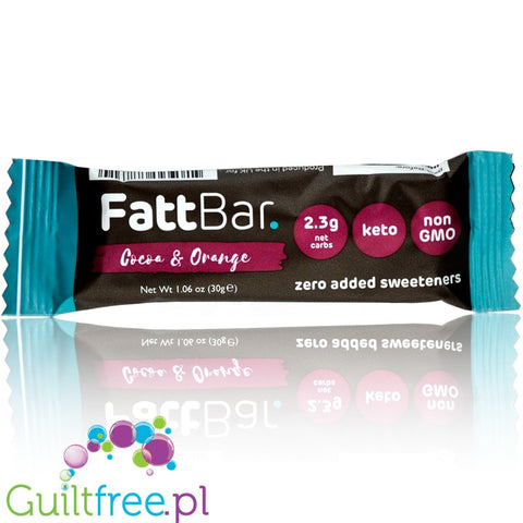 FattBar Cocoa Orange, Low Carb, No Added Sugar, All Natural, Vegan bar