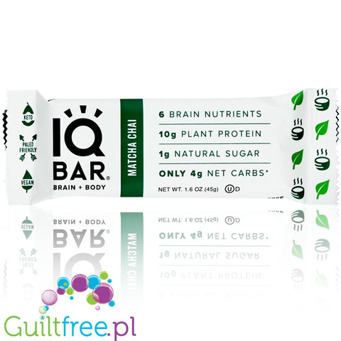 IQ Bar Matcha Chai Brain & Body plant protein bar with Lion's Mane, MCTs, Omega-3, flavonoids, vitamin-E and choline