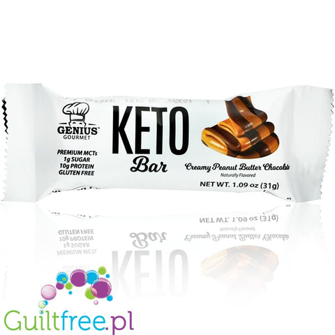 Genius Gourmet Keto Bar, Creamy Peanut Butter Chocolate